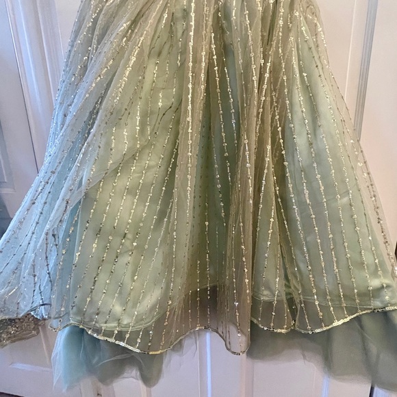 Lashkaraa “Light Mint Embroidered Anarkali Style Lehenga” size S - Picture 6 of 10